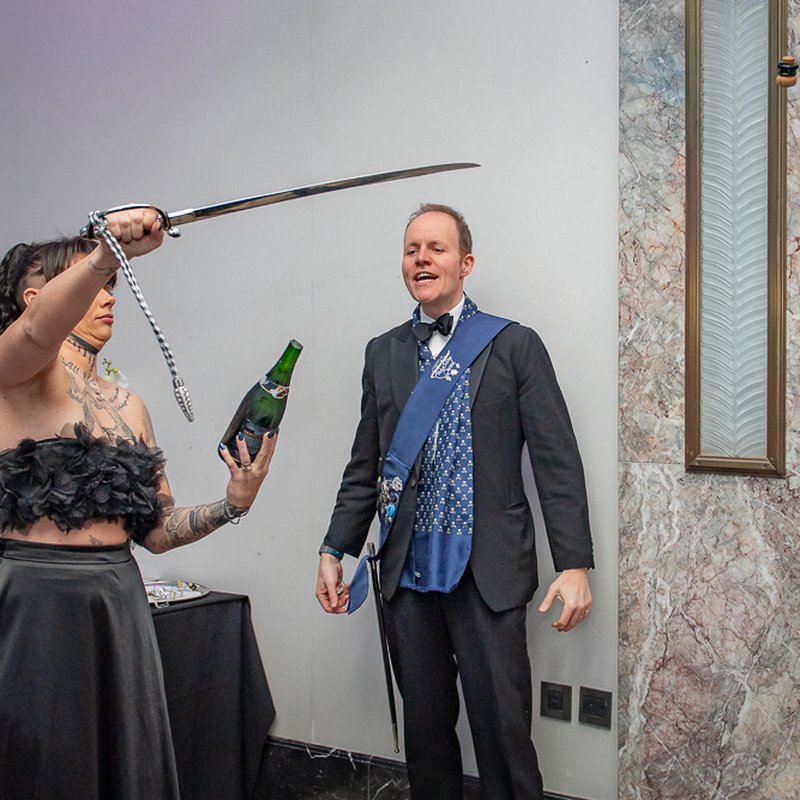 Sabrage at the Clink Charity Ball, Royal Lancaster Hotel